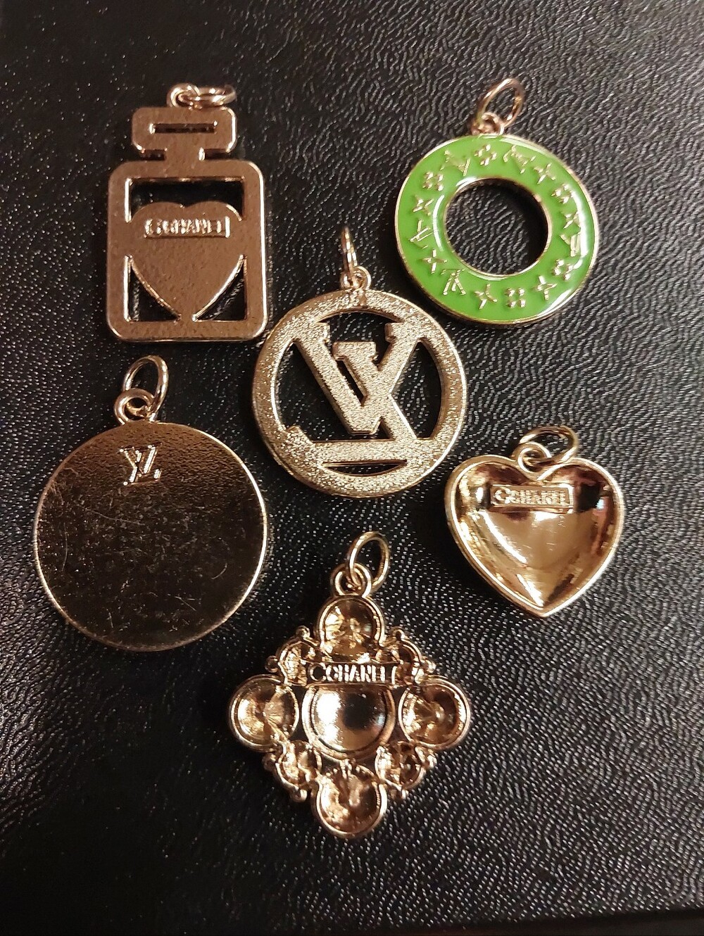 CC and LV Luxury Green, Red and Gold Charm Pendant Set/6 Piece. ($102 Value) - Picture 2 of 2
